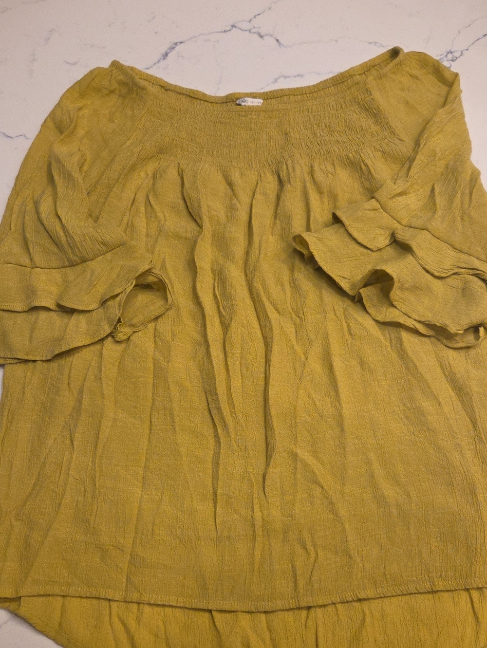 Cato Mustard Yellow Tiered Ruffle Sleeve Tunic